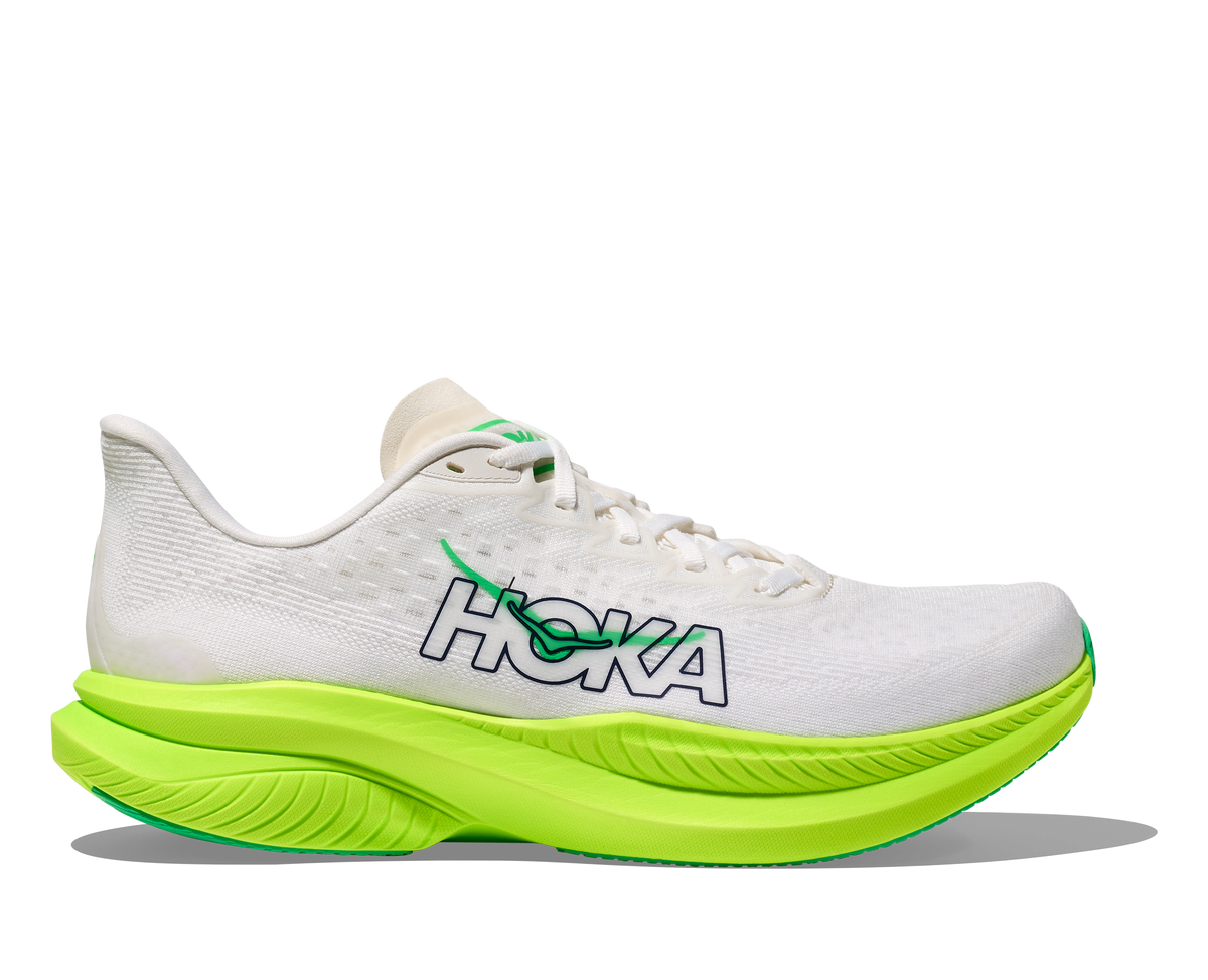 HOKA Men's Mach 6 - WHITE / NEON LIME