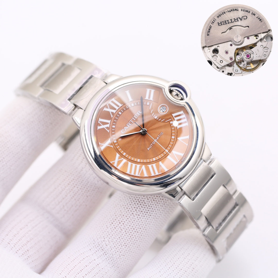 BALLON BLEU DATE 42 PINK GOLD CHOCOLATE DIAL