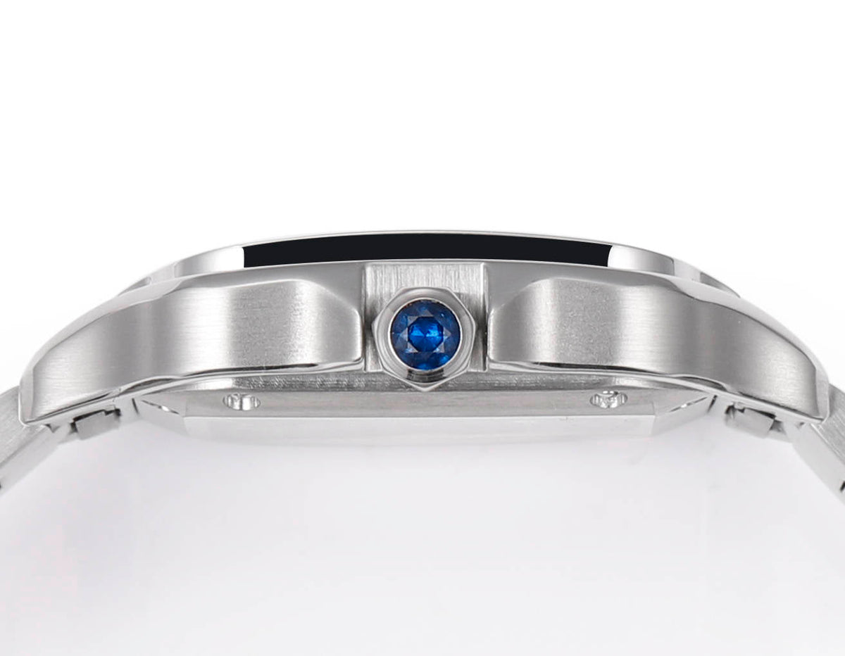 SANTOS LADY 35.1MM STEEL CASE BLUE DIAL DIAMOND BEZEL