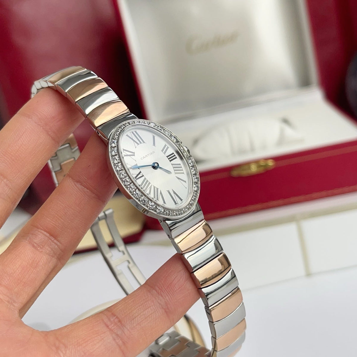 Baignoire 23mm Pink Gold Diamond Bezel