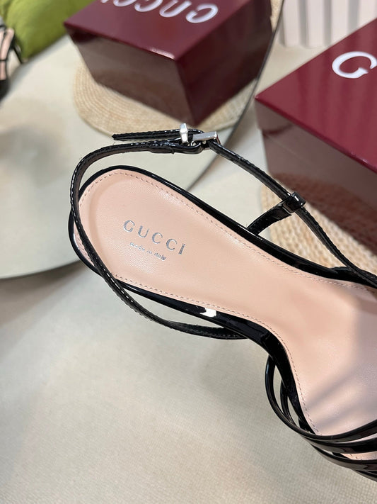 GC Regent Buckles Slingback Black Leather 294605