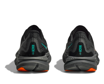 HOKA Men's Mach 6 - BLACK / ELECTRIC TANGERINE