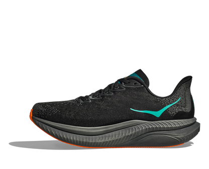 HOKA Men's Mach 6 - BLACK / ELECTRIC TANGERINE
