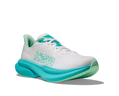 HOKA Women's Mach 6 - WHITE / CIELO BLUE