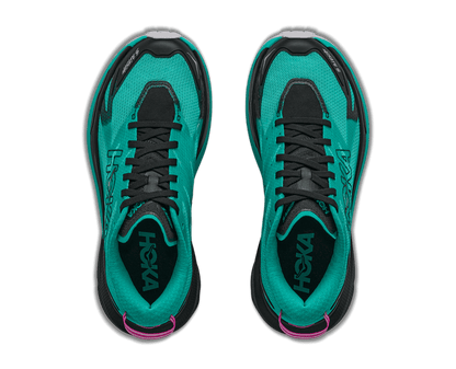 HOKA Women's Mafate 5 - BLACK / ELECTRIC AQUA