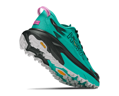 HOKA Women's Mafate 5 - BLACK / ELECTRIC AQUA