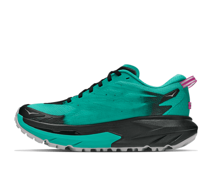 HOKA Women's Mafate 5 - BLACK / ELECTRIC AQUA
