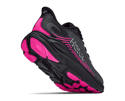 HOKA Women's Clifton 11 - BLACK / NEON DRAGONFRUIT