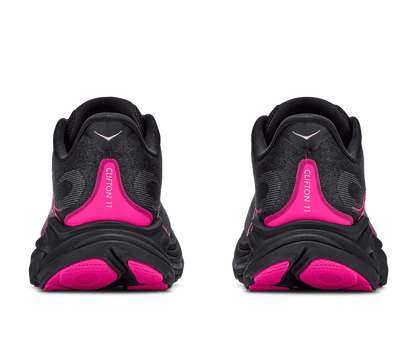 HOKA Women's Clifton 11 - BLACK / NEON DRAGONFRUIT