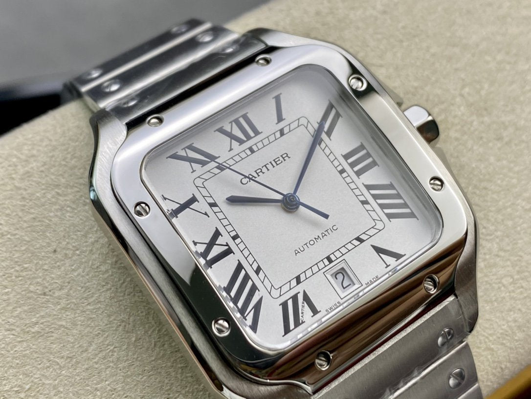 SANTOS DE CARTIE LARGE STEEL CASE WHITE DIAL