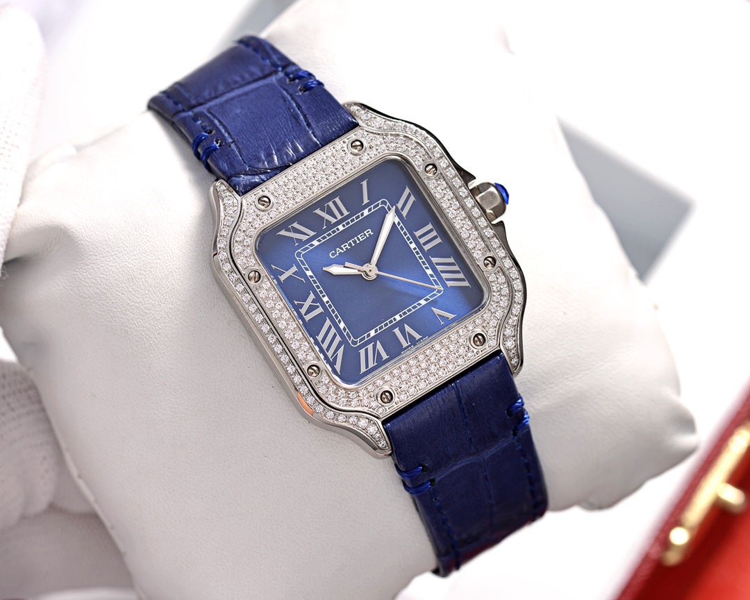 SANTOS LADY 35MM QUARTZ STEEL CASE LEATHER