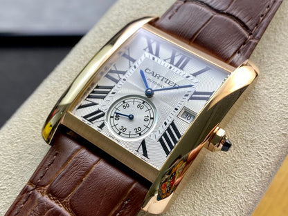 Cartier Tank 34mm Brown Gold White Dial