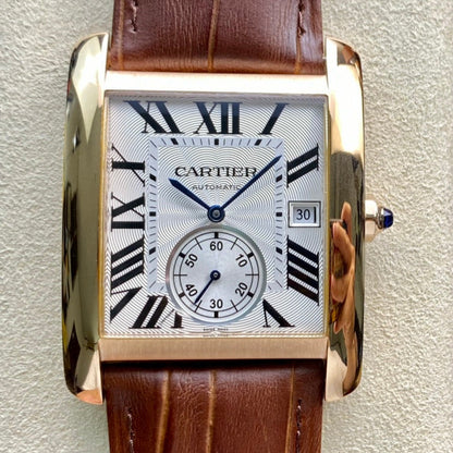 Cartier Tank 34mm Brown Gold White Dial