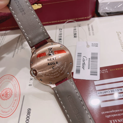Cartier Ballon Bleu 36mm Diamond Leather