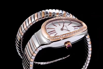SERPENTI TUBOGAS 35MM PINK GOLD SILVER DIAMOND BEZEL
