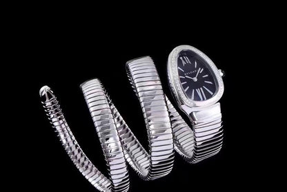serpenti tubogas 35mm stainless steel diamond bezel double spiral