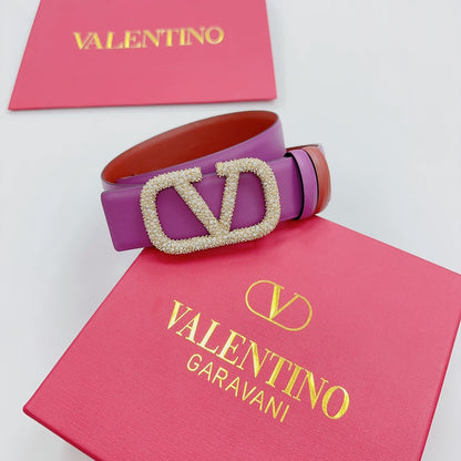 Garavani Reversible VLogo Signature Belt 40mm Purrple Brown-Red Leather 200704