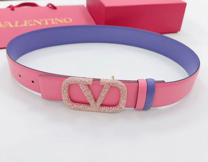 Garavani Reversible VLogo Signature Belt 40mm Light Pink Purple Leather 127711