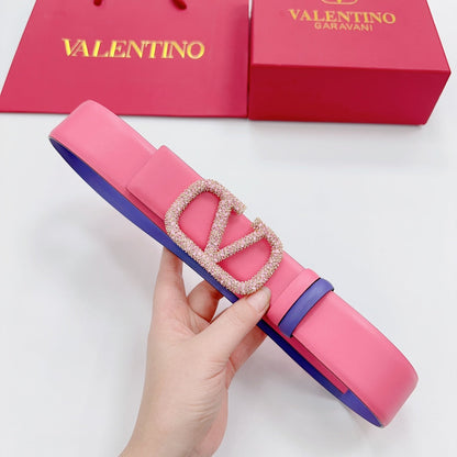 Garavani Reversible VLogo Signature Belt 40mm Light Pink Purple Leather 127711