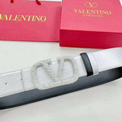 Garavani Reversible VLogo Signature Belt 40mm Black Sliver Leather 127709