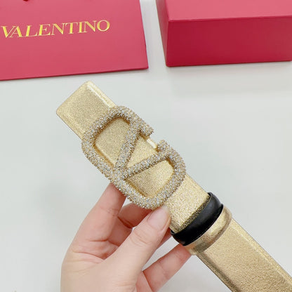 Garavani Reversible VLogo Signature Belt 40mm Black Gold Leather 127708