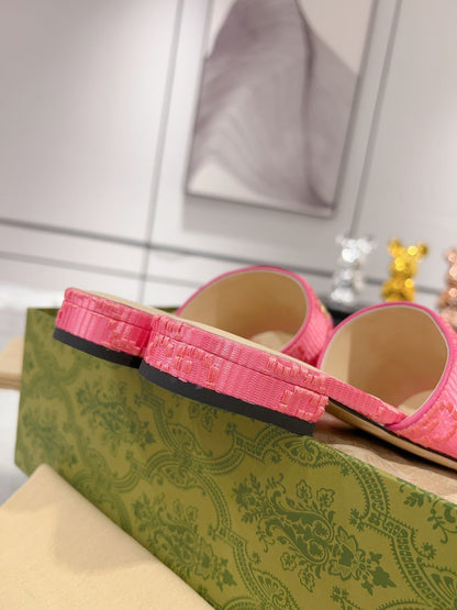 GG CHUNKY SLIDE SANDAL BRIGHT PINK CALFSKIN