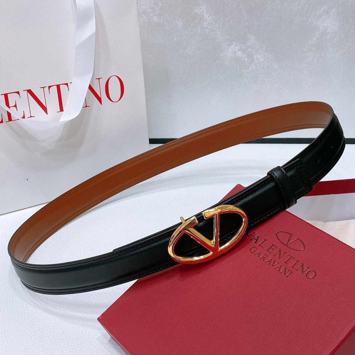 The Bold Edition Belt 30mm Black Brown Calfskin Gold Buckle