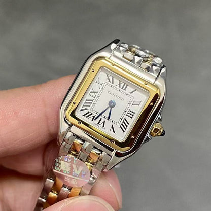 PANTHERE DE CARTIE 22MM QUARTZ GOLD STEEL WHITE DIAL BEST VERSION