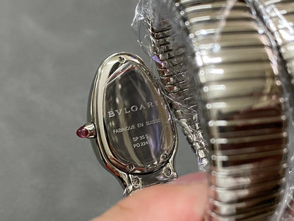 Bulgari Serpenti Tubogas 35mm Steel Silver Dial Quartz Watch