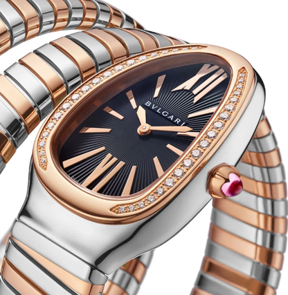 Bulgari Serpenti Tubogas 35mm Steel and Rose Gold Diamond Quartz Watch