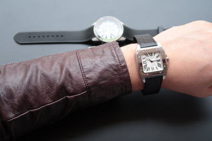 SANTOS 100 39MM STEEL CASE WHITE DIAL