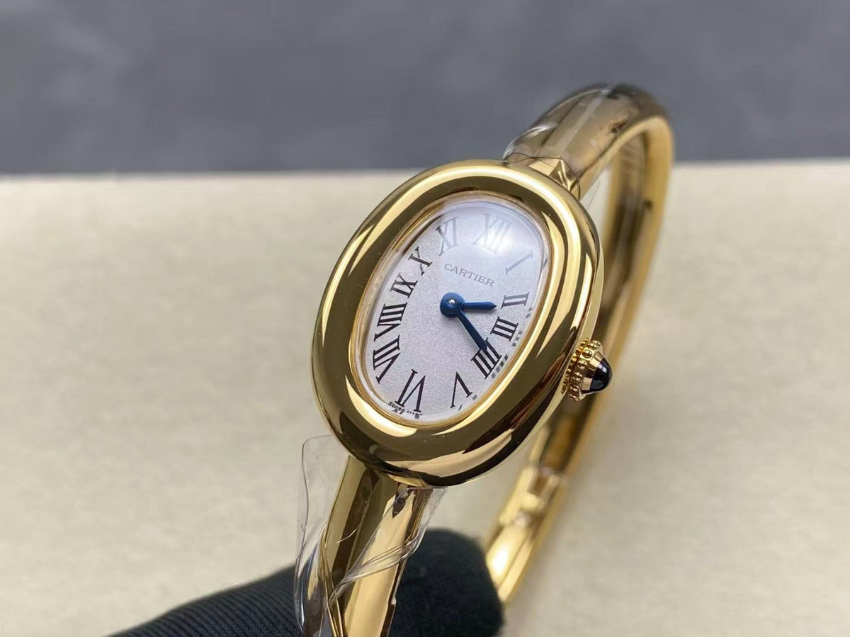 Cartier Baignoire Mini 18.5mm Yellow Gold Clous de Paris Dial