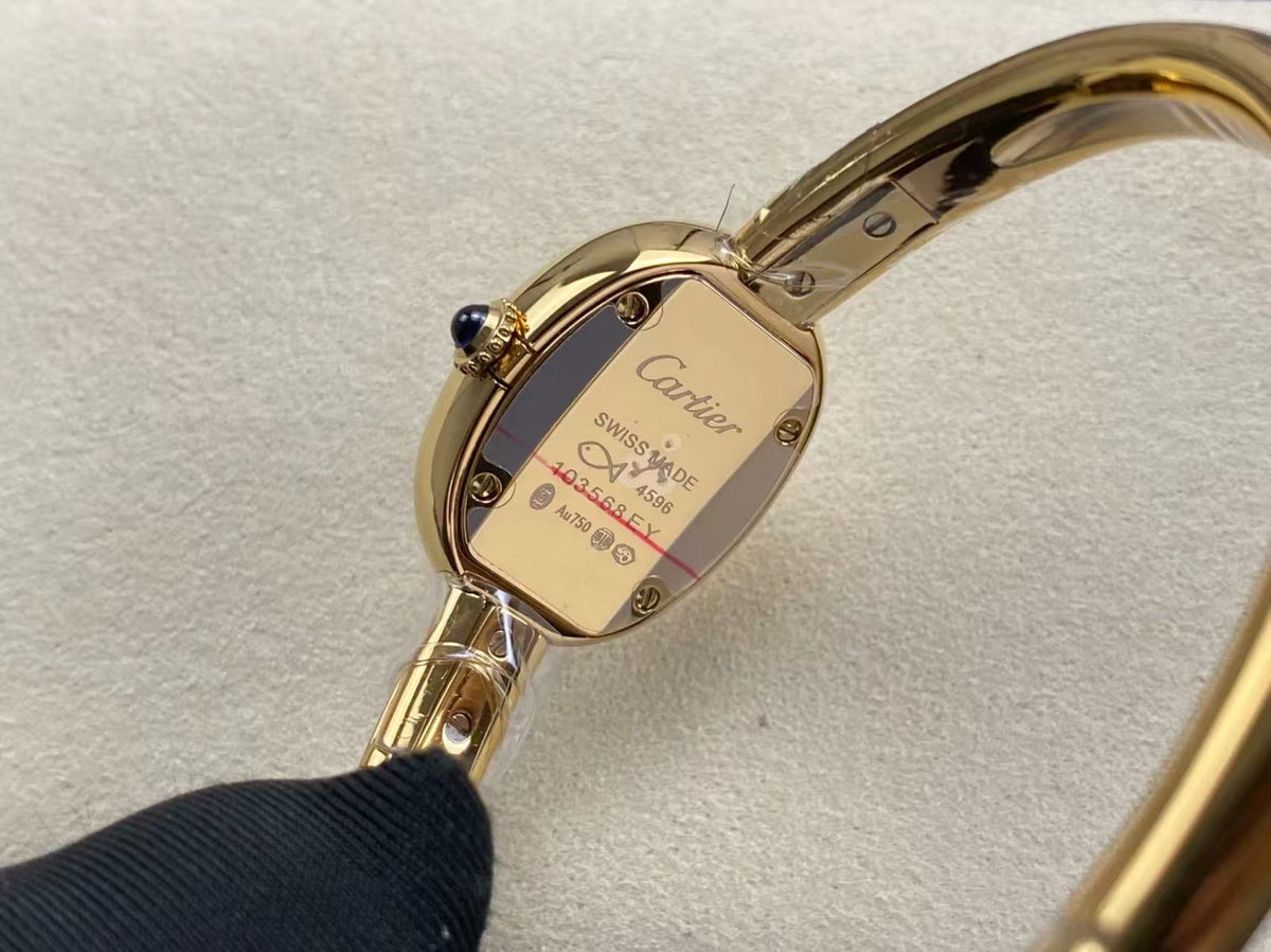 Cartier Baignoire Mini 18.5mm Yellow Gold Clous de Paris Dial