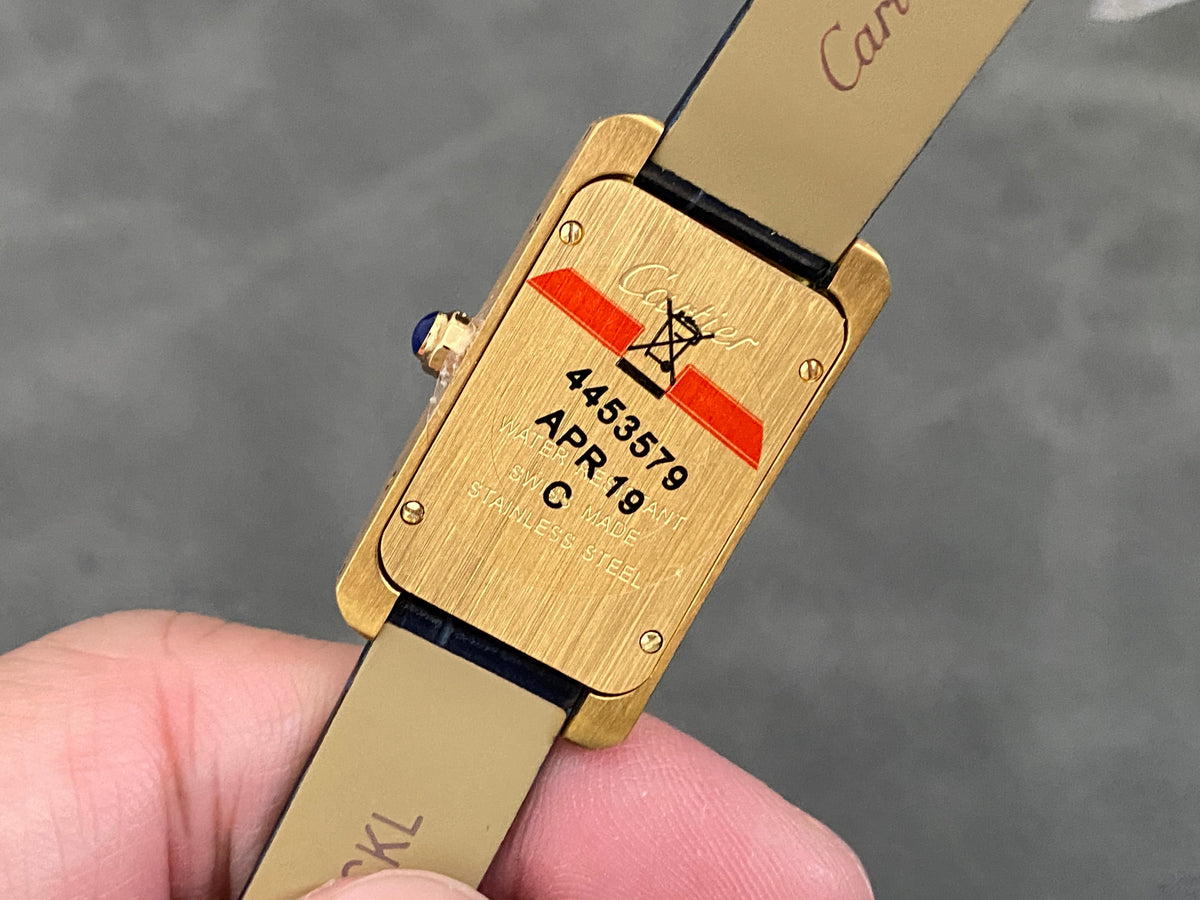 Tank Americane 20mm Gold Case Black Leather Strap