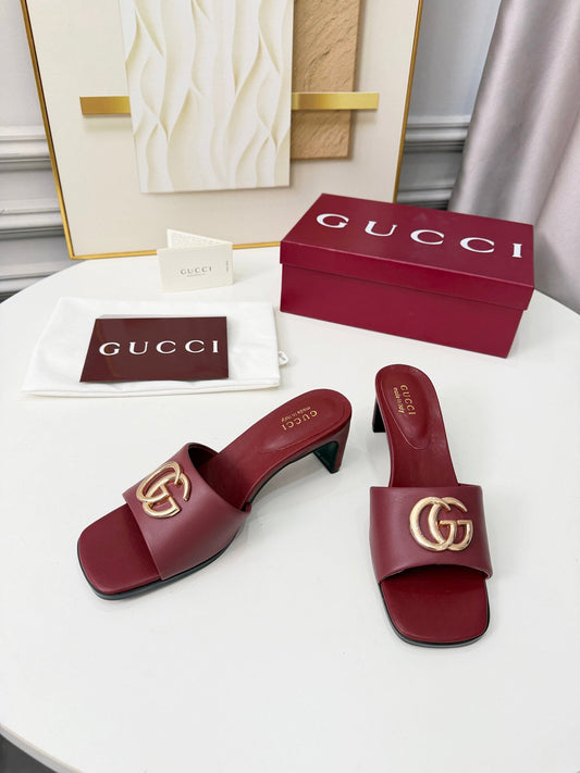 GG 2026 Early Spring Sandals Burgundy Sheepskin 688531