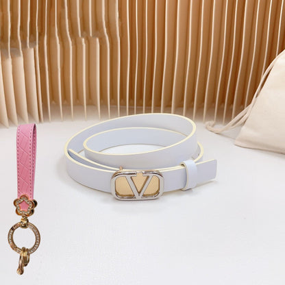 Silver Vlogo and Gold Hardware Buckle White Calfskin 20mm