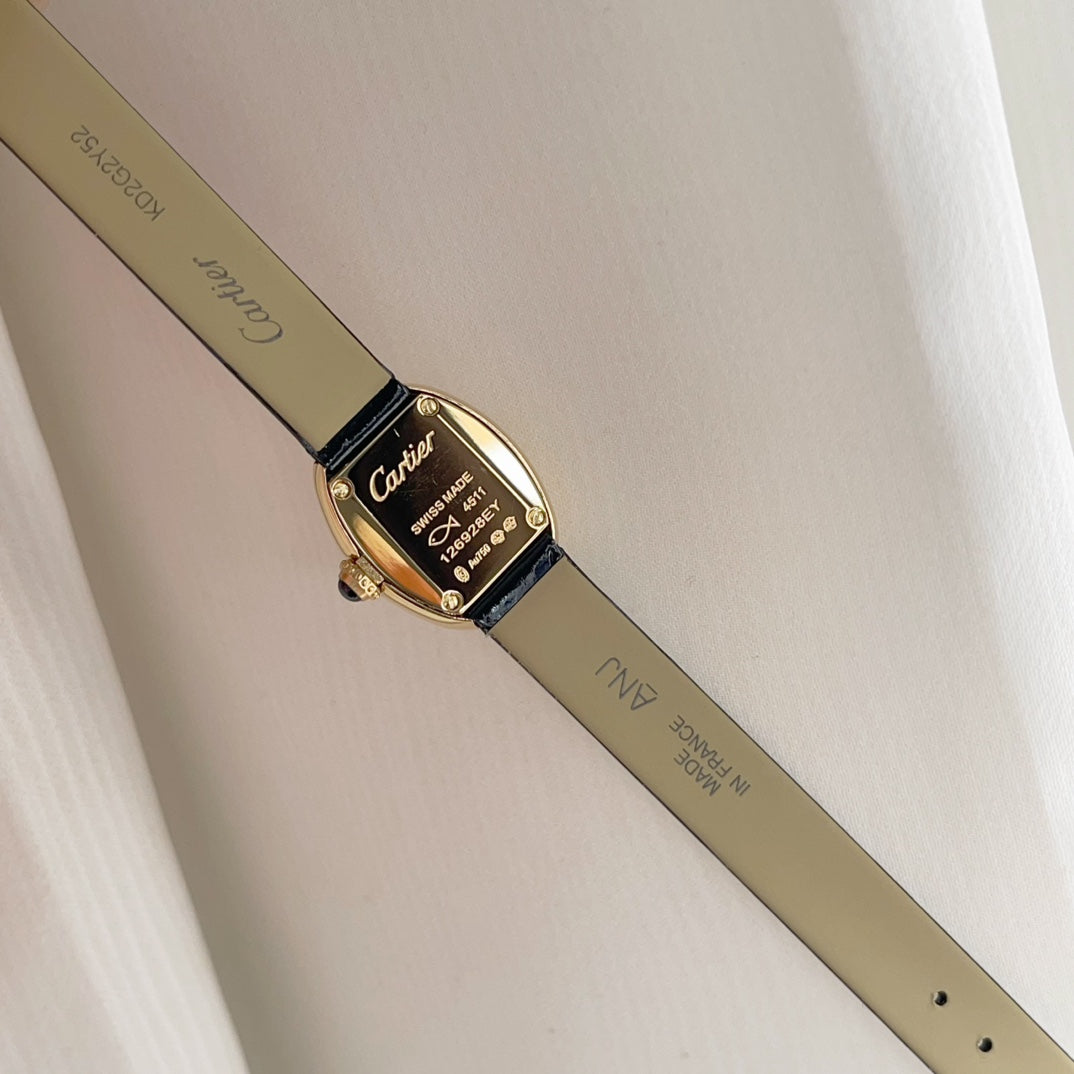 Baignoire Gold Case Black Leather Strap