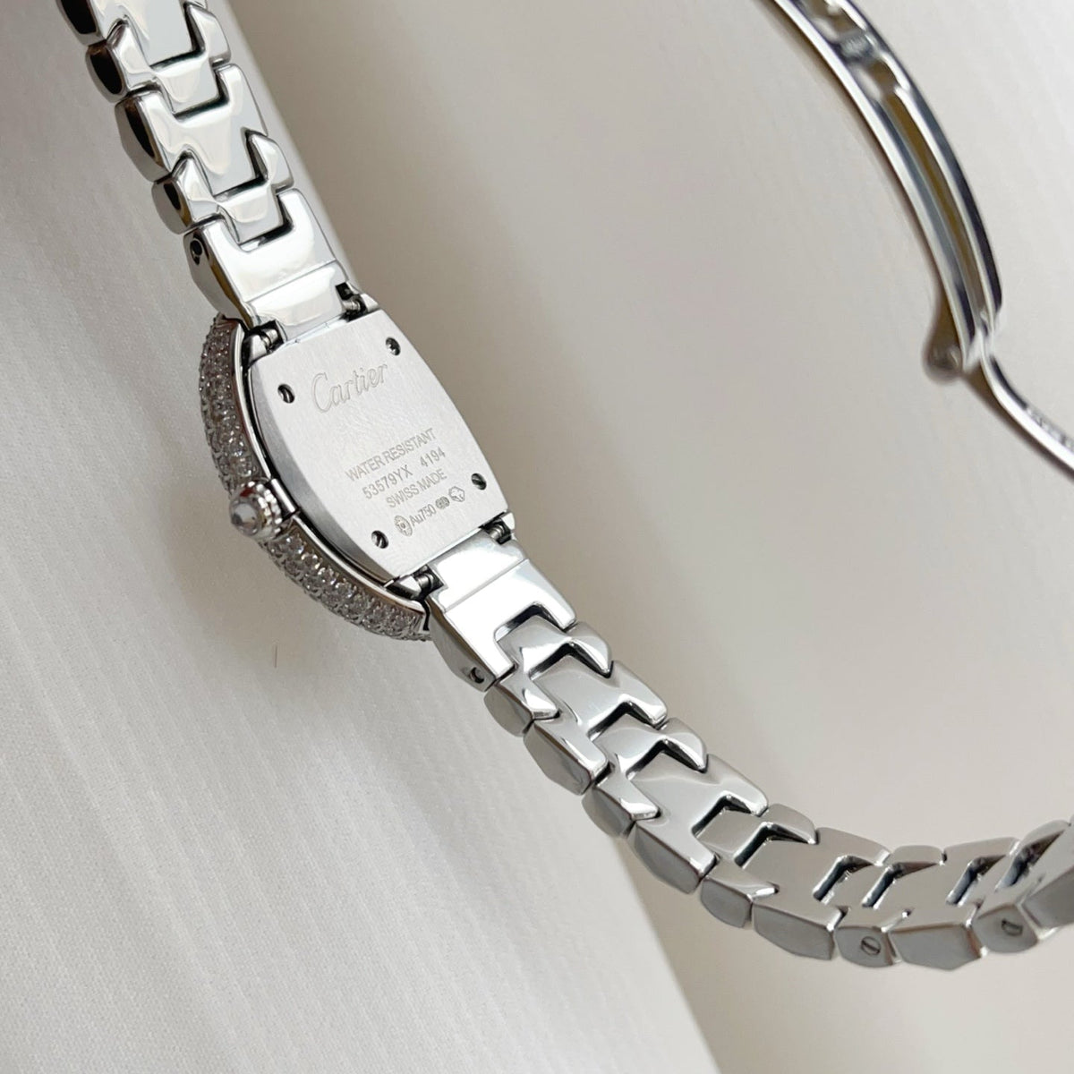 Baignoire Stainless Steel White Dial Diamond Bezel