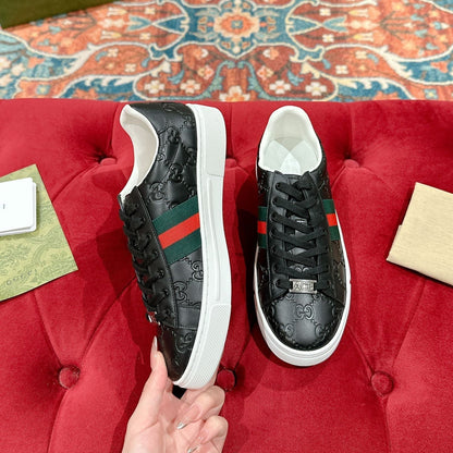 GG Ace Sneaker Black Monogram Empreinte Calfskin