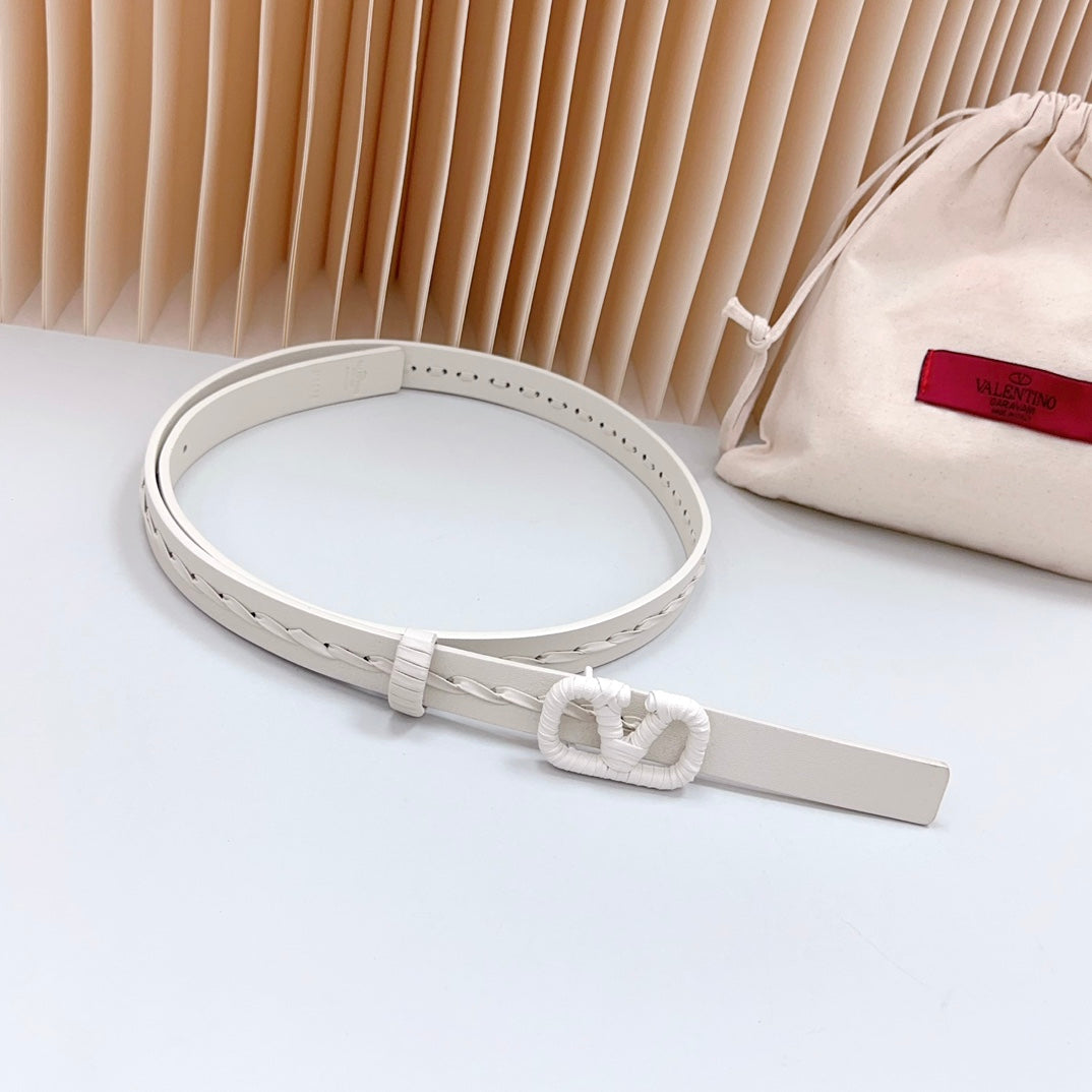 Vlogo White Leather Buckle 20mm White Belt