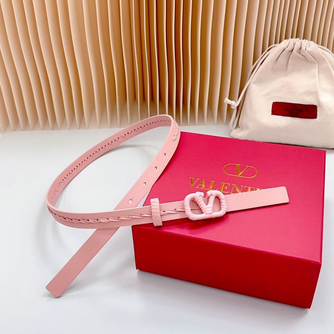Vlogo Pink Leather Buckle 20mm Pink Belt
