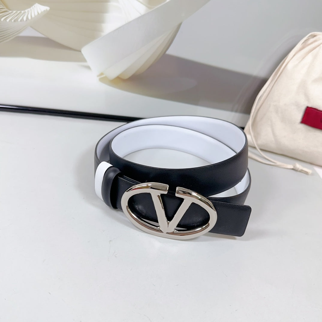 The Bold Edition Reversible Belt 30mm Black White Calfskin Silver Buckle