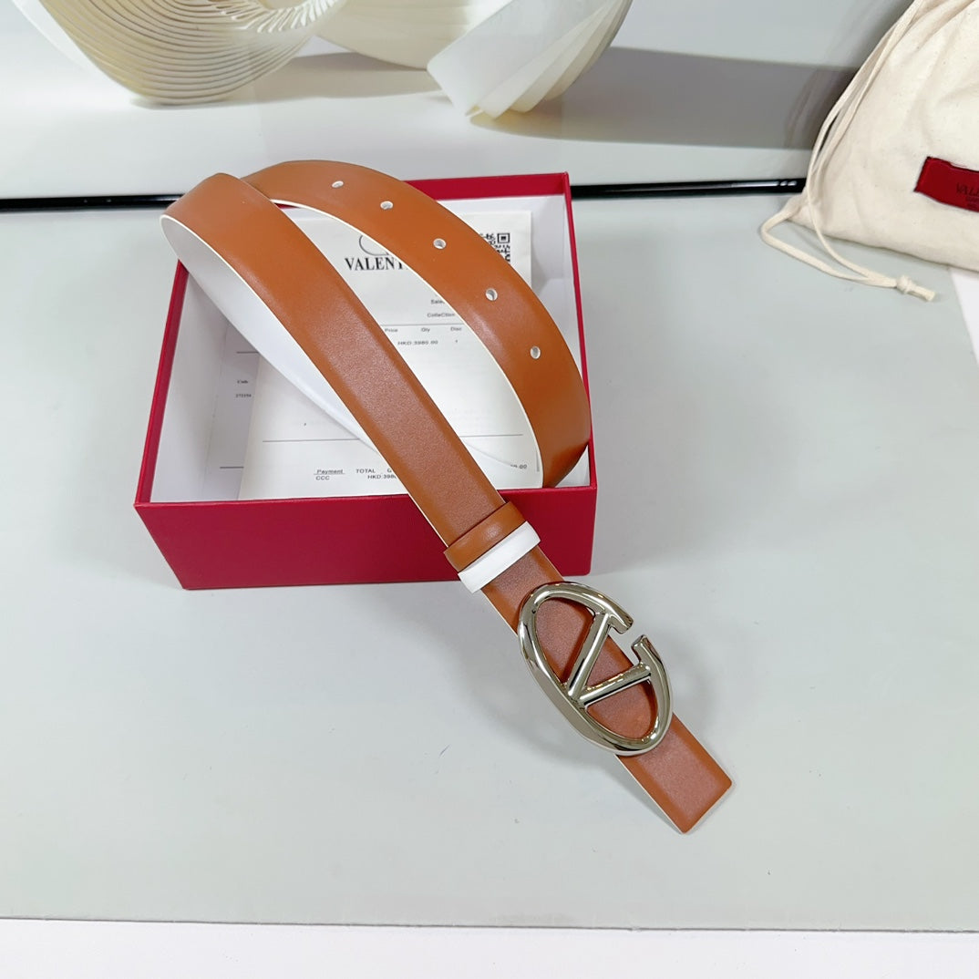 The Bold Edition Reversible Belt 30mm Brown White Calfskin Silver Buckle