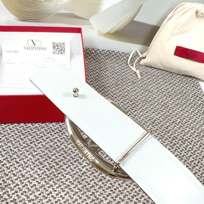 The Bold Edition Reversible Belt 30mm Silver Metalic White Calfskin Silver Buckle