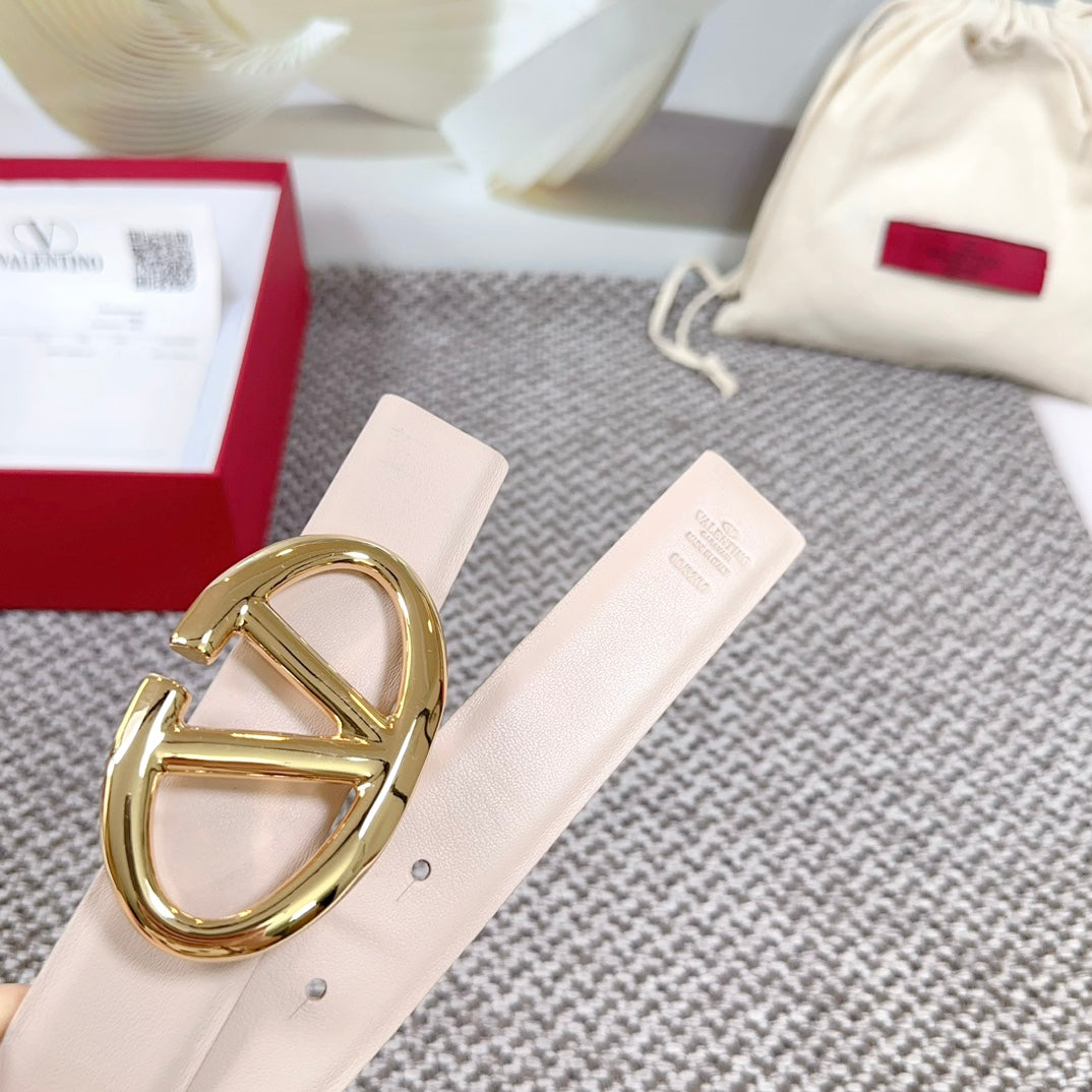 The Bold Edition Reversible Belt 30mm Pastel Pink Calfskin Gold Buckle