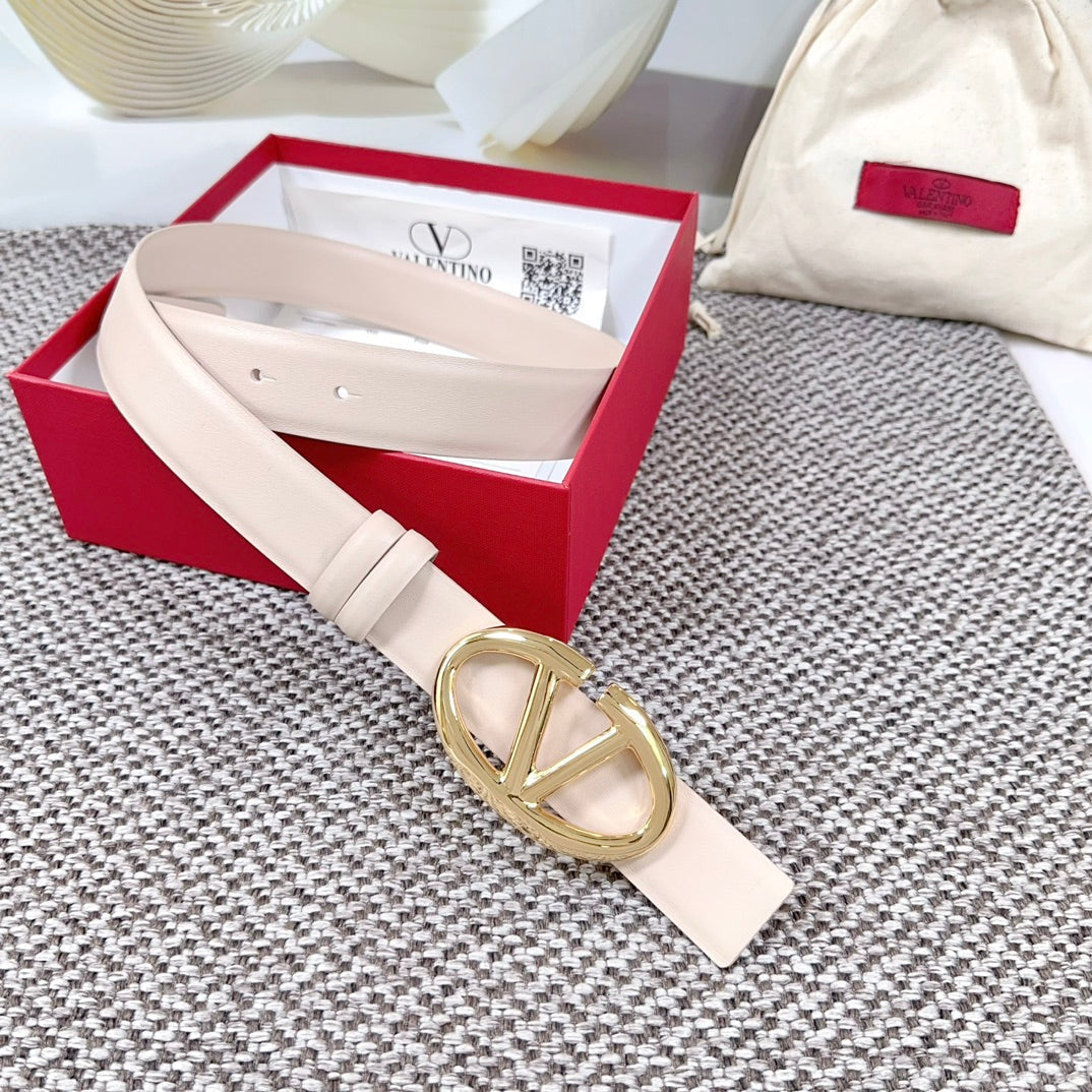 The Bold Edition Reversible Belt 30mm Pastel Pink Calfskin Gold Buckle
