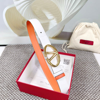 The Bold Edition Reversible Belt 30mm White Brown Calfskin Gold Buckle