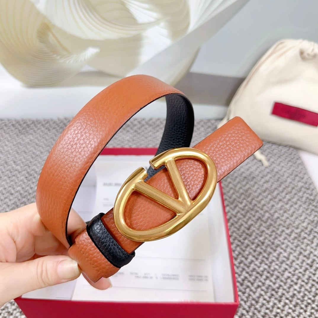 The Bold Edition Reversible Belt 30mm Brown Black Grained Calfskin Gold Buckle