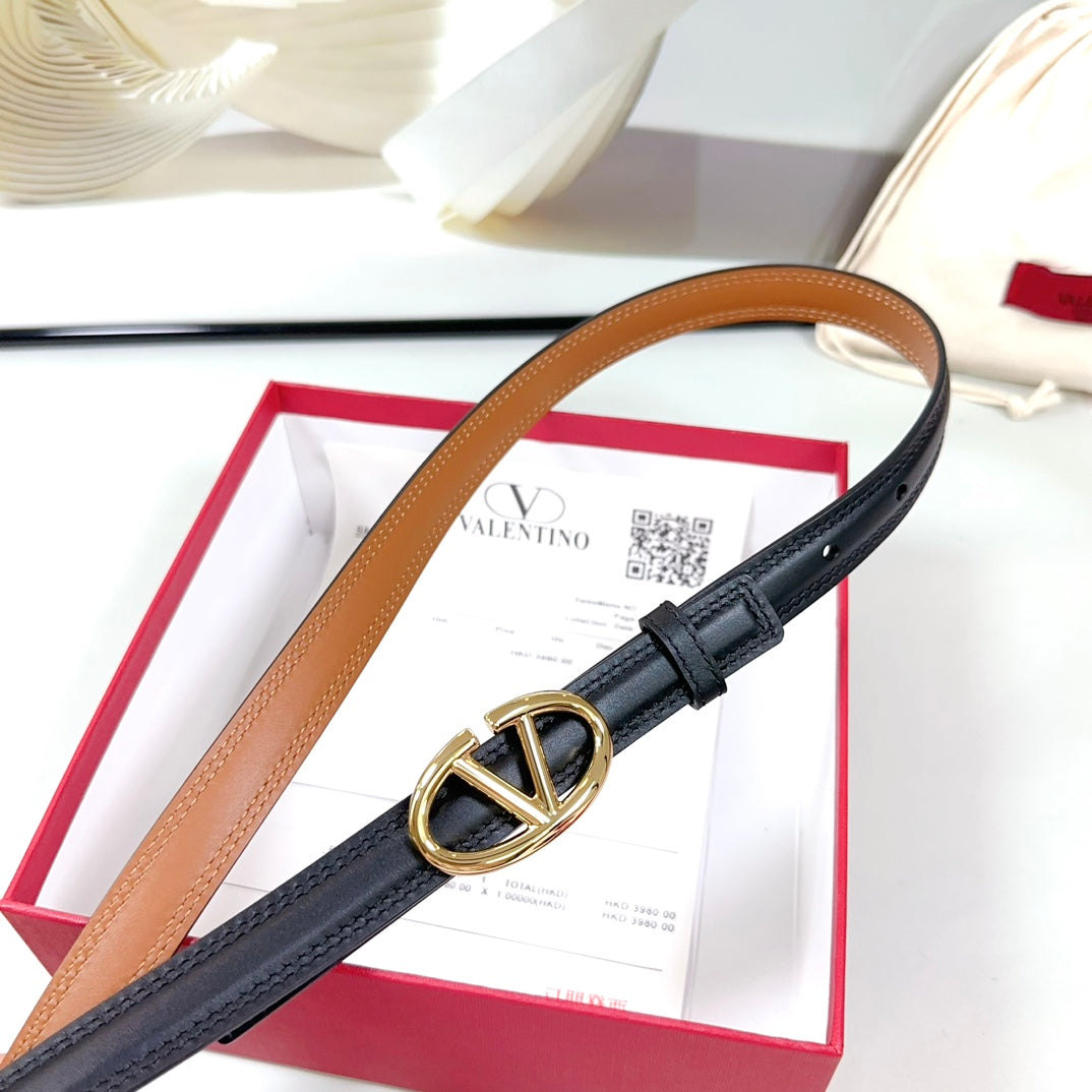 The Bold Edition Belt 20mm Black Brown Calfskin Light Gold Buckle