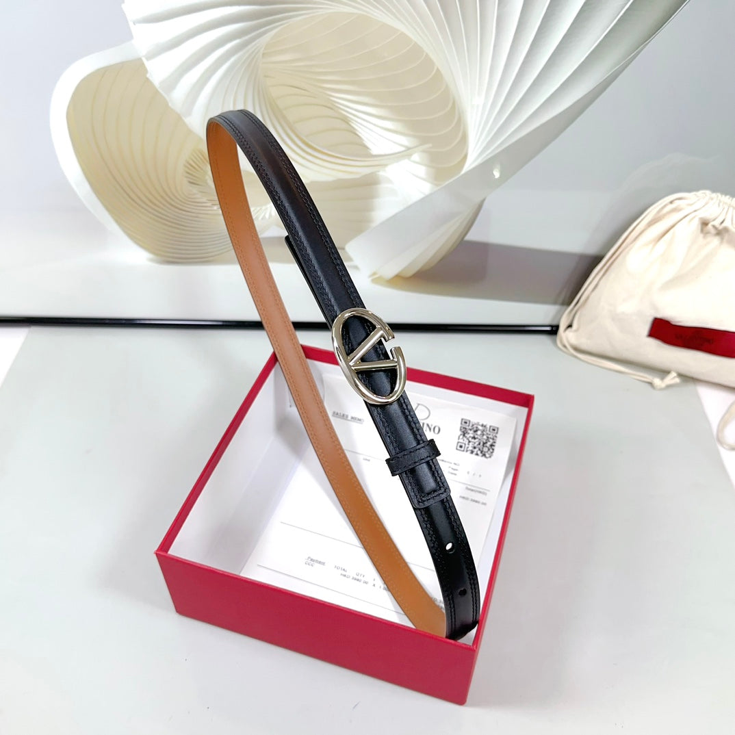The Bold Edition Belt 20mm Black Brown Calfskin Silver Buckle